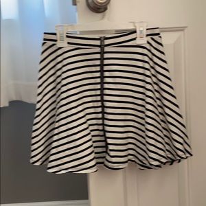 Black and White Striped Skater Skirt
